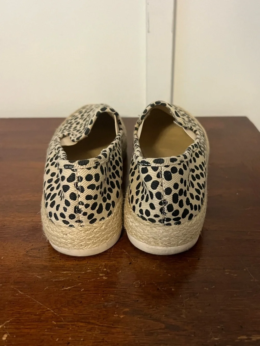 ESPRIT Espadrille Slip-On Sneakers in Black and Natural Leopard Spot SIZE 8